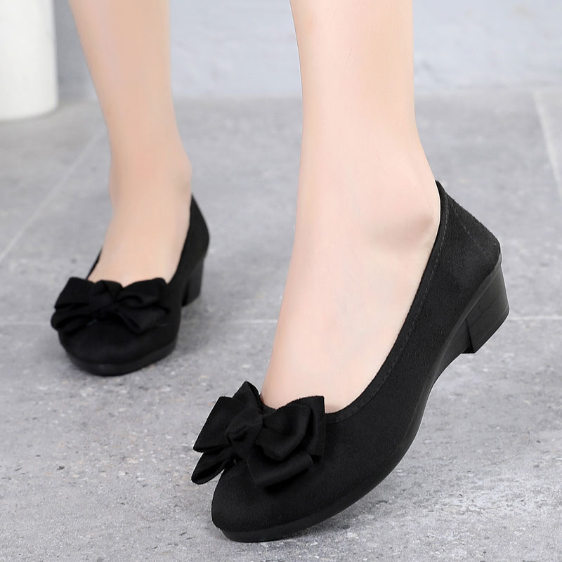 老北京布鞋旗舰店官方女鞋新款软底坡跟单鞋黑色上班工作鞋不累脚