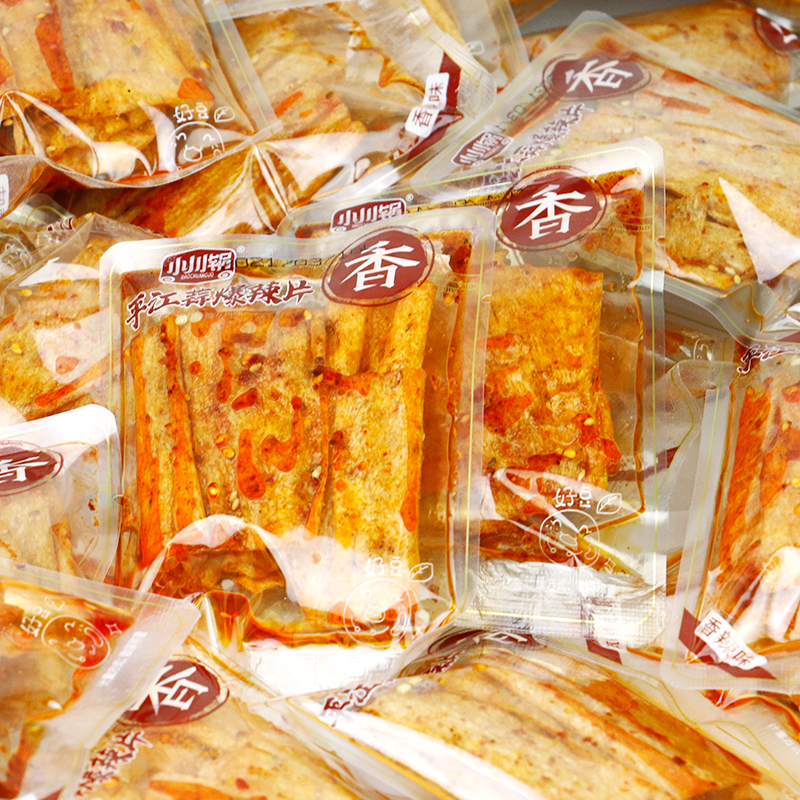 小川锅大辣片豆皮香辣味小包装散装称量500g蒜香味麻辣味零食整箱