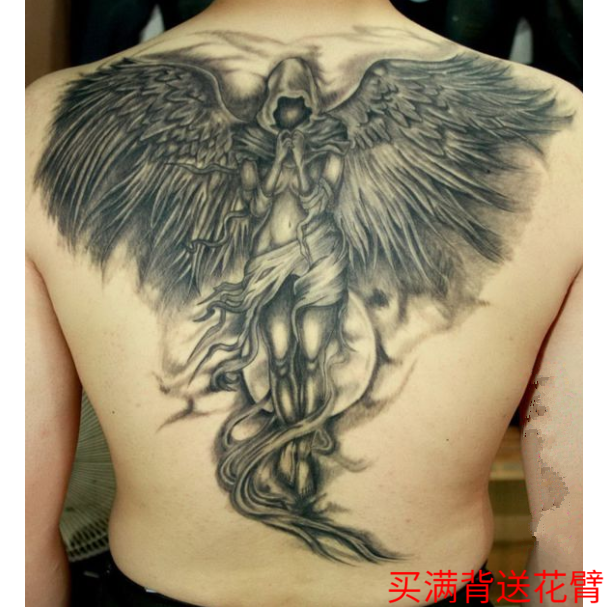 包邮防水纹身贴恶魔天使男女 满背六翼天使纹身后背翅膀 持久刺青