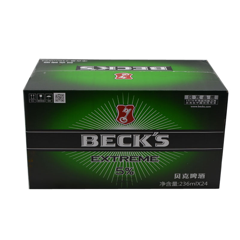 贝克啤酒BECK‘S玻璃瓶德国经典工艺纯麦236ml*24瓶国产黄啤包邮