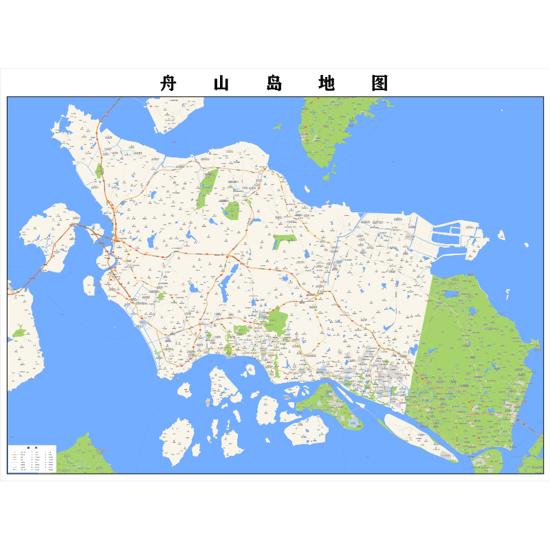 舟山市本岛地图2023年行政区划市区主城区街道交通地图图片素材
