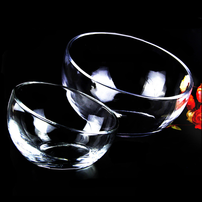 斜口玻璃碗水果盘酒店早餐自助餐台装饰摆件展示餐厅餐具器皿摆台