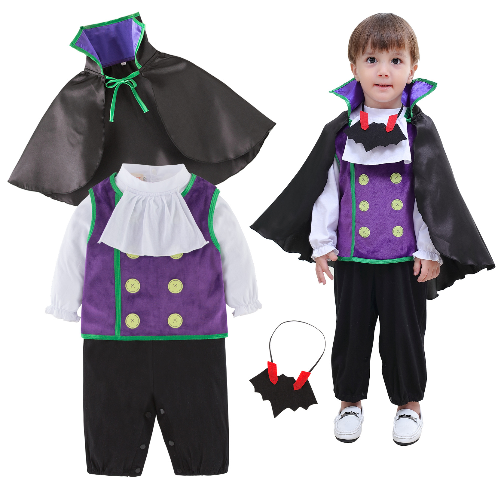 儿童节万圣节吸血鬼套装小男孩节日幼儿园故事会Vampire表演服装
