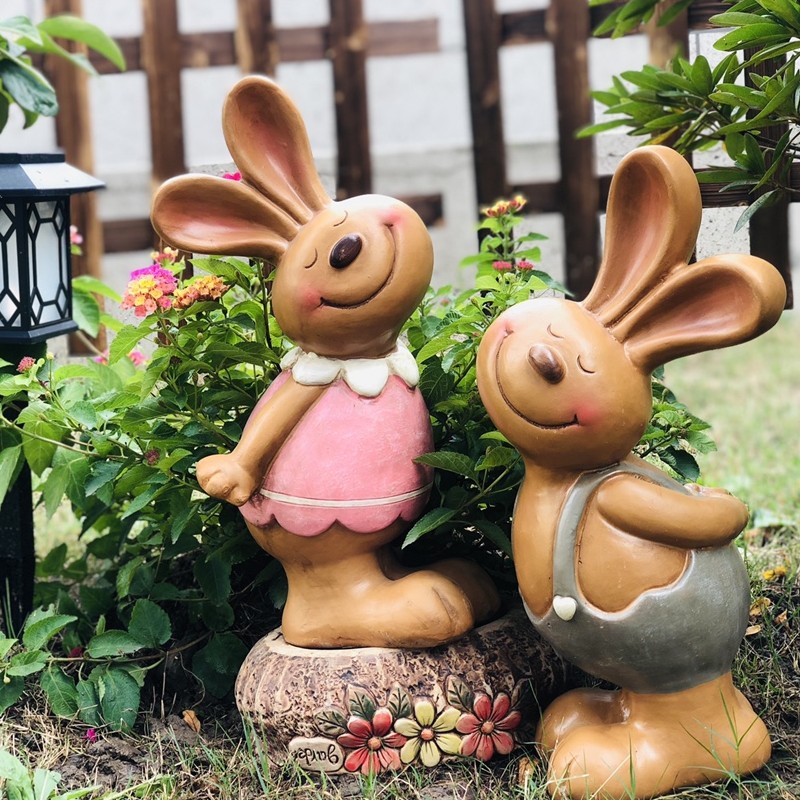 美式户外兔子摆件创意可爱入户露台花园庭院装饰阳台布置别墅造景