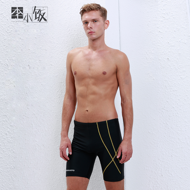 艾斯纳托简单线纹时尚帅气冷性感游泳裤男五分裤可泡温泉透气速干