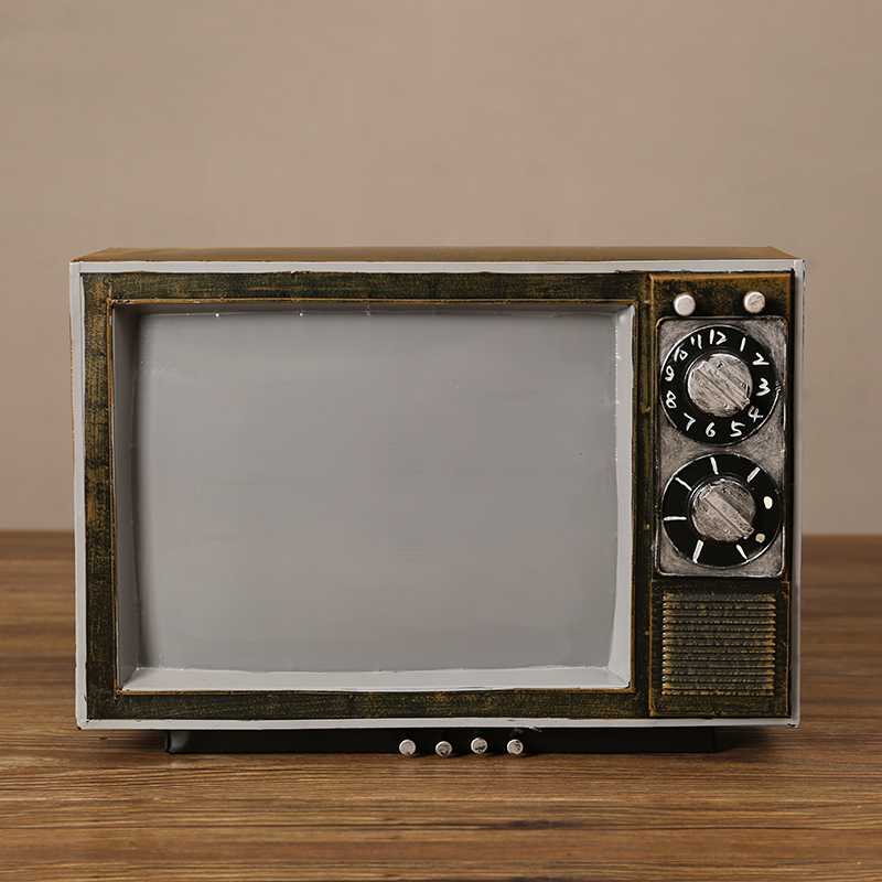 复古摆件607080年代怀旧老式物件黑白电视机模型拍照道具店铺装饰
