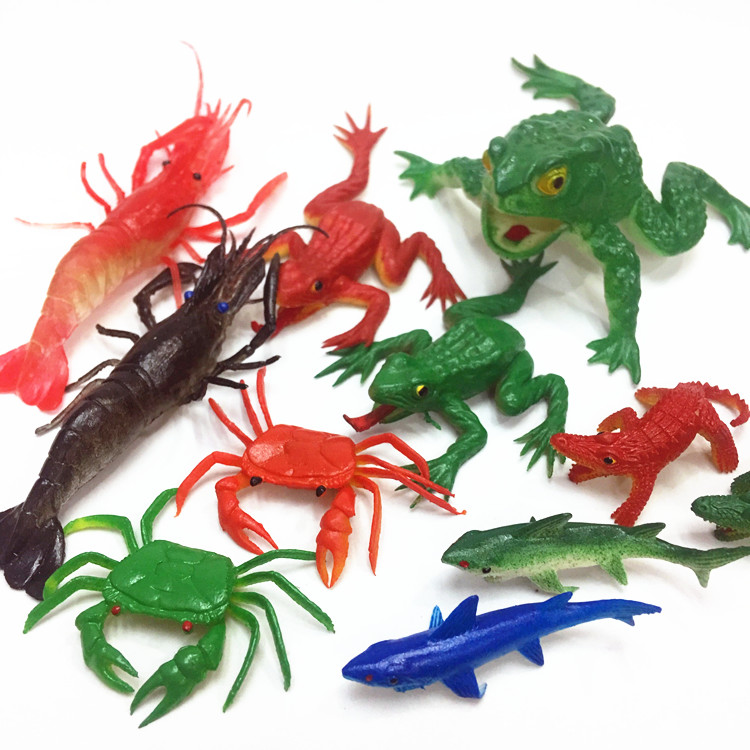 仿真搞笑龙虾螃蟹鱼动物模型多款道具摆件饰品过家家软胶玩具包邮