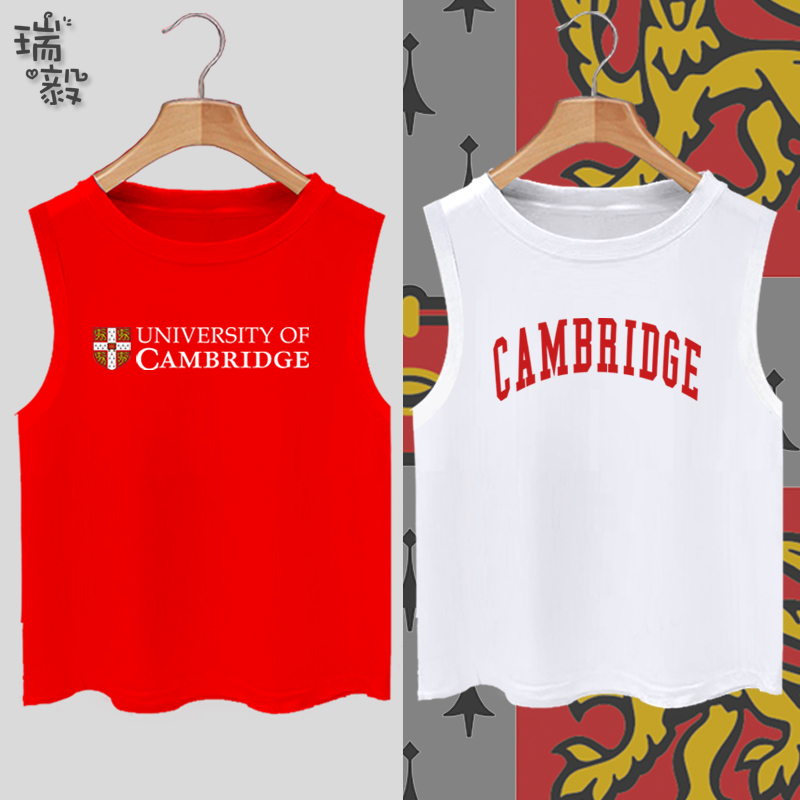 英国剑桥大学世界名校园文化儿童装背心男女学生无袖T恤衫上衣服
