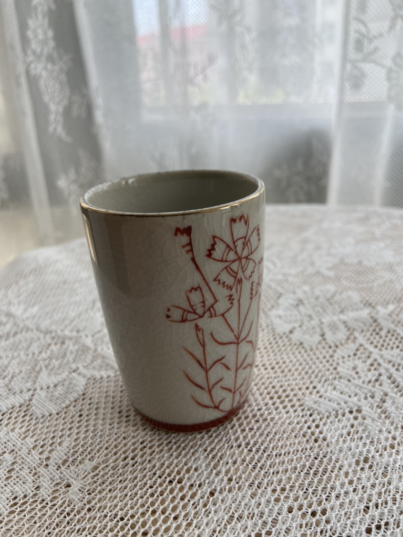 日产赤绘描金冰裂纹闻香杯主人杯中古老茶杯 日瓷老物件 茶具瓷器