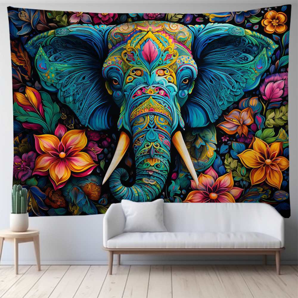 大象ins装饰挂布背景布东南亚风情民宿客厅墙上挂毯床头挂画壁布