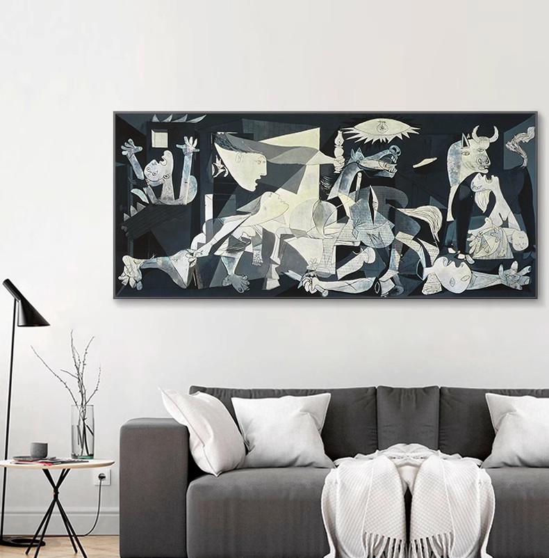 毕加索名画格尔尼卡客厅卧室壁画小众玄关有框挂画抽象艺术喷绘油