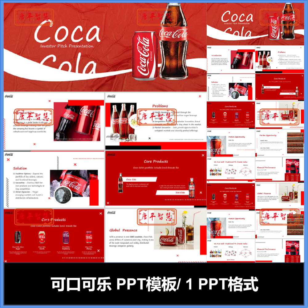 cocacola可口可乐公司英文版PPT模板可编辑工作计划总结品牌推广
