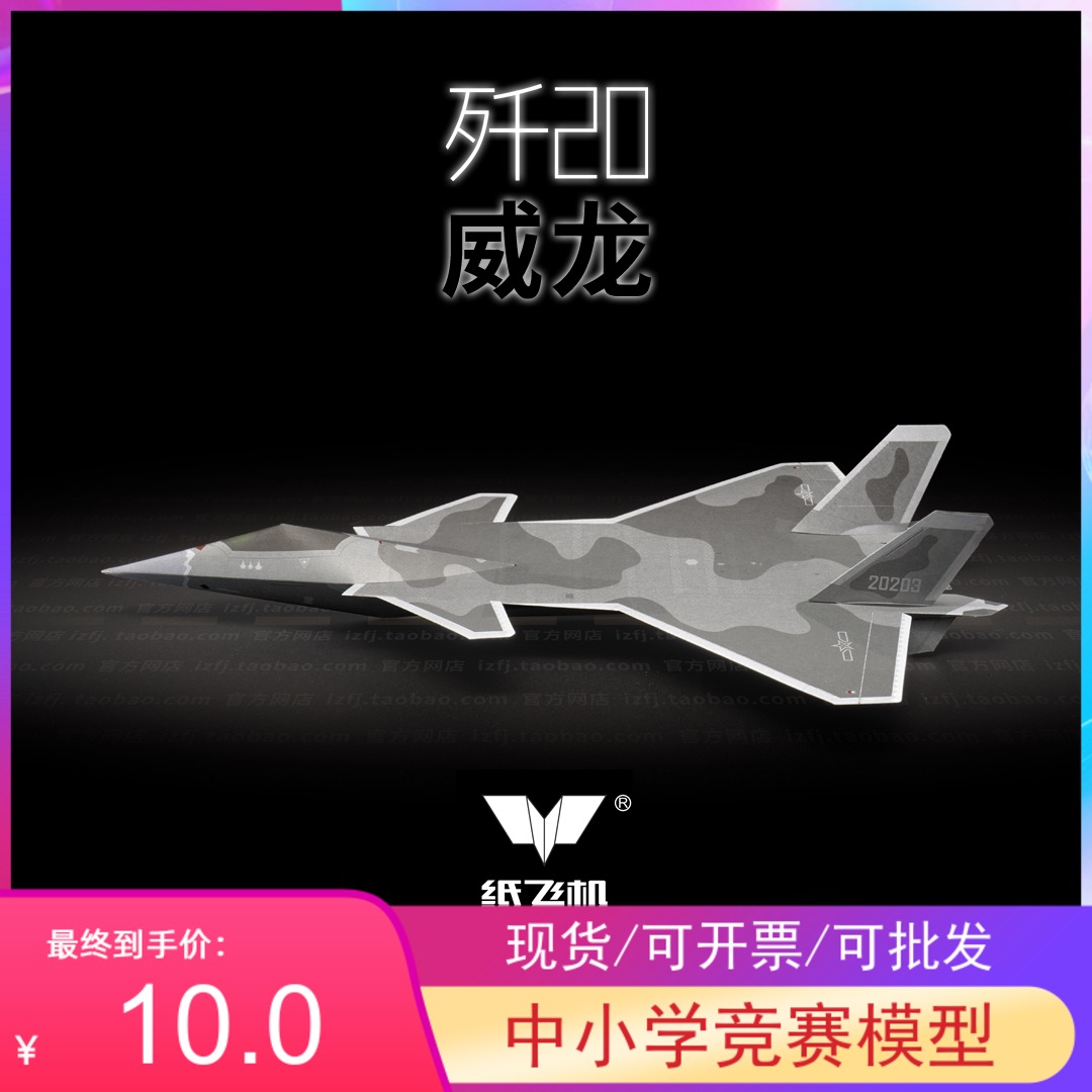 包邮新品歼20威龙第五代隐形战斗机刘冬纸飞机两架装中小学纸模
