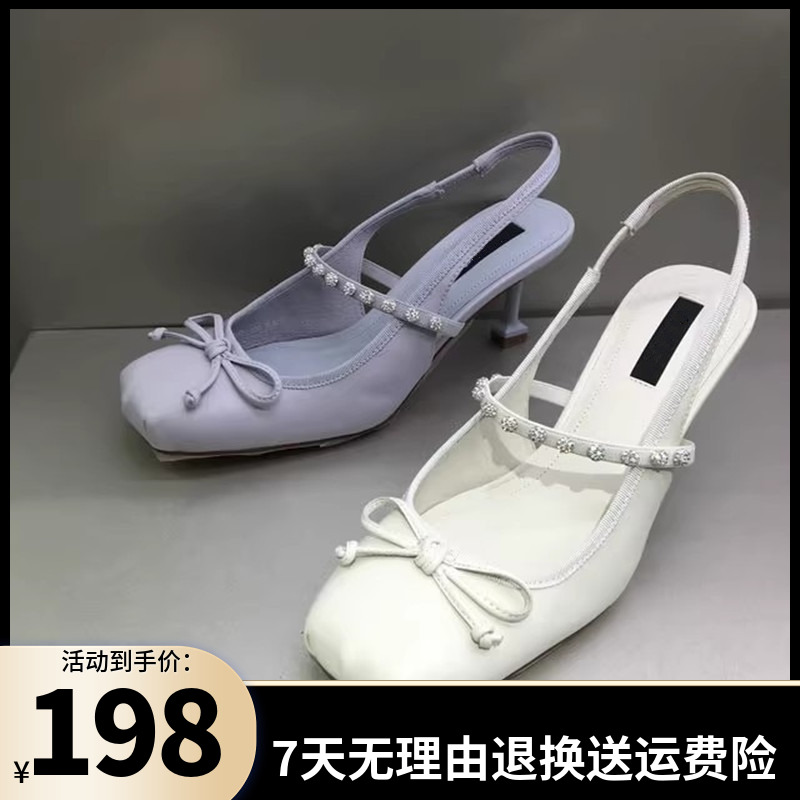 商场同款2024夏新款浮光芭蕾玛丽珍鞋复古法式女鞋后空凉鞋 EUD05
