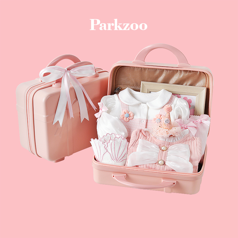 粉色小花雨点行李箱可爱婴儿礼物满月礼新生的儿见面礼盒月子伴手