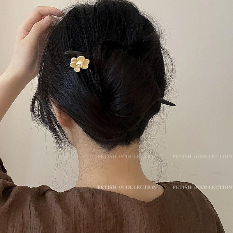 新中式黑檀木钗子发簪女夏天古风高级感古典简约现代木质簪子头饰