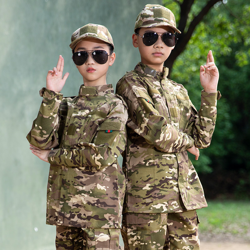 军人迷彩服正版儿童夏天新式当兵品牌高端儿童迷彩服夏令营训练服