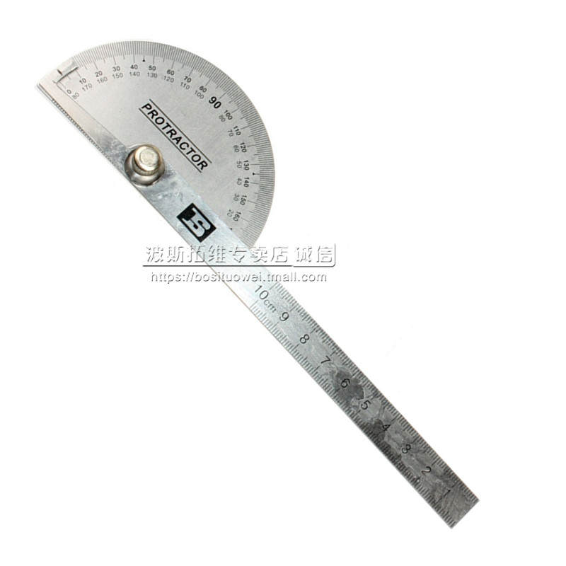 波斯工具角尺不锈钢工业级角度尺角度规180度量角器分度规双杆