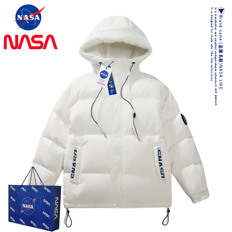 NASA大鹅羽绒服男冬季新款加厚加绒短款情侣冬装鹅绒白鸭绒外套女