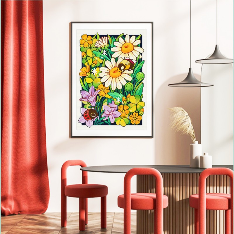 新款印花十字绣植物风景系列装饰画春天里的花客厅卧室餐厅挂画