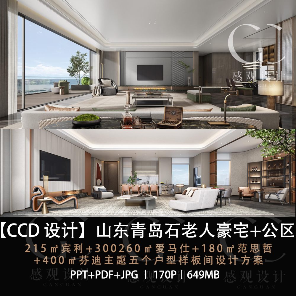 CCD设计新作青岛石老人豪宅设计方案效果图PPT方案文本