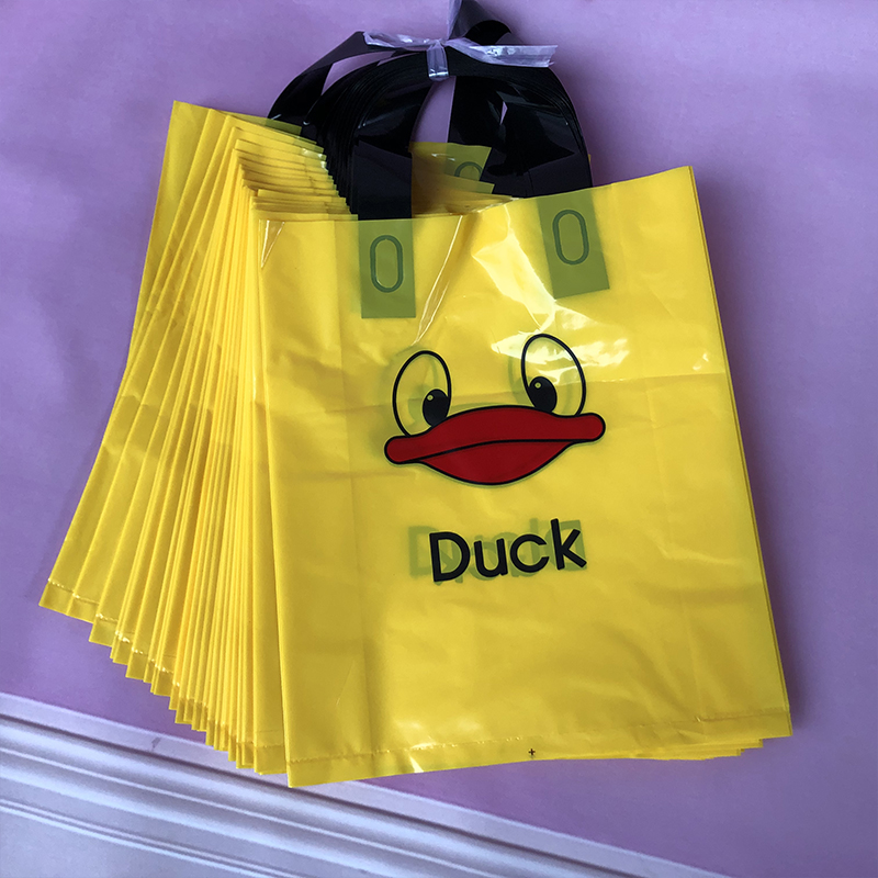 好看的小黄鸭服装袋子手提袋包邮拎订做logo精品手挽袋衣服塑料袋