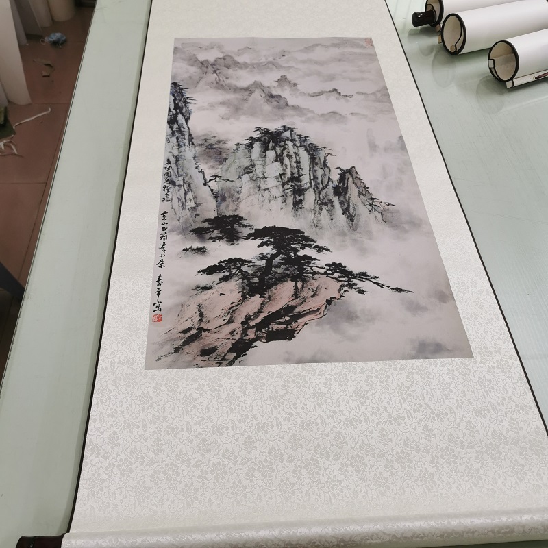 董寿平黄山山水图现代中式字画竖幅水墨国画真迹微喷复制临摹装饰