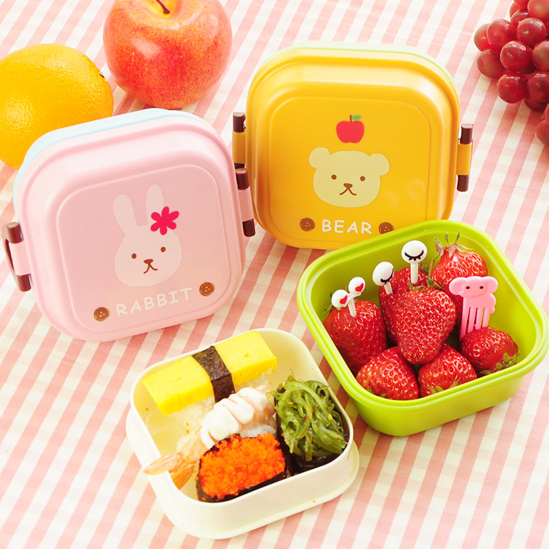 儿童便当盒可爱幼儿园带盖餐饭盒小学生便携卡通春游零食盒水果盒