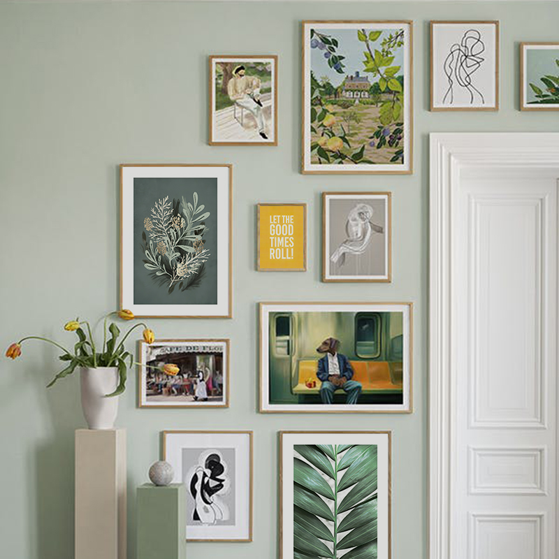 现代艺术唯美装饰画画芯北欧粉色绿色搭配布置墙壁挂画内芯海报画