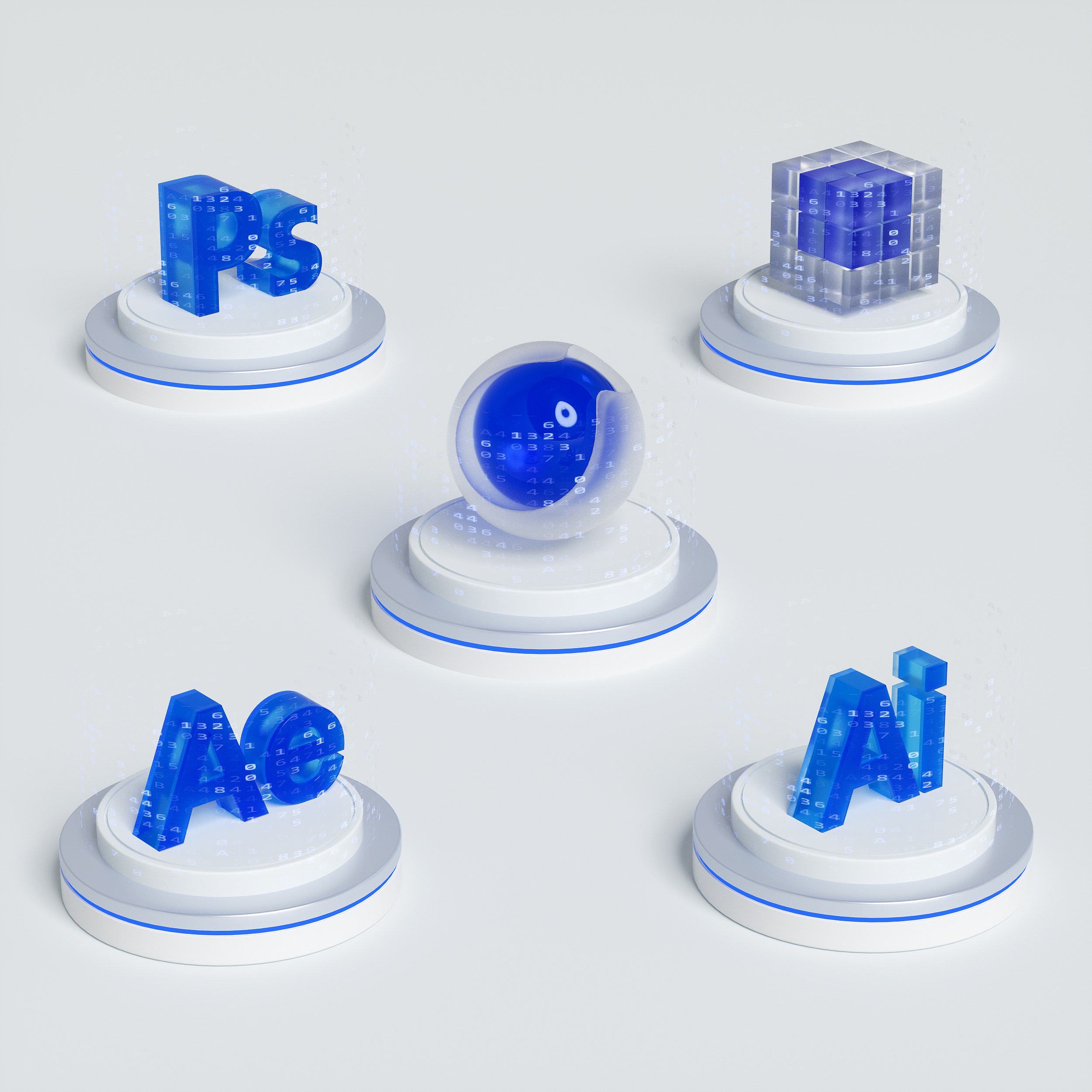 科技感微软风格logo空间感C4D模型3D大场景工程OC材质源文件素材