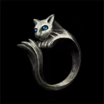 动漫游戏周边黑暗之魂银猫戒指铜镀银艾尔登法环首饰饰品指环