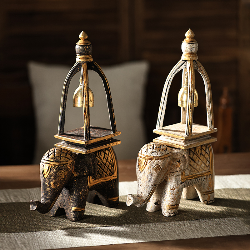 异丽东南亚风格实木大象摆件泰国特色装饰品客厅餐厅泰式木雕摆设