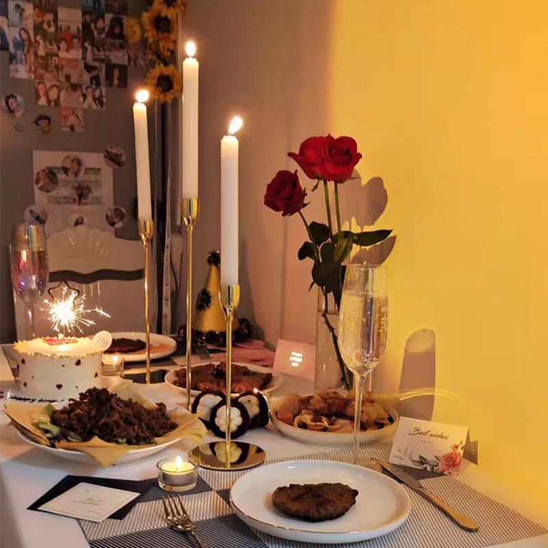 北欧烛台摆件家用蜡烛晚餐装饰道具浪漫情调轻奢西餐桌气氛布置