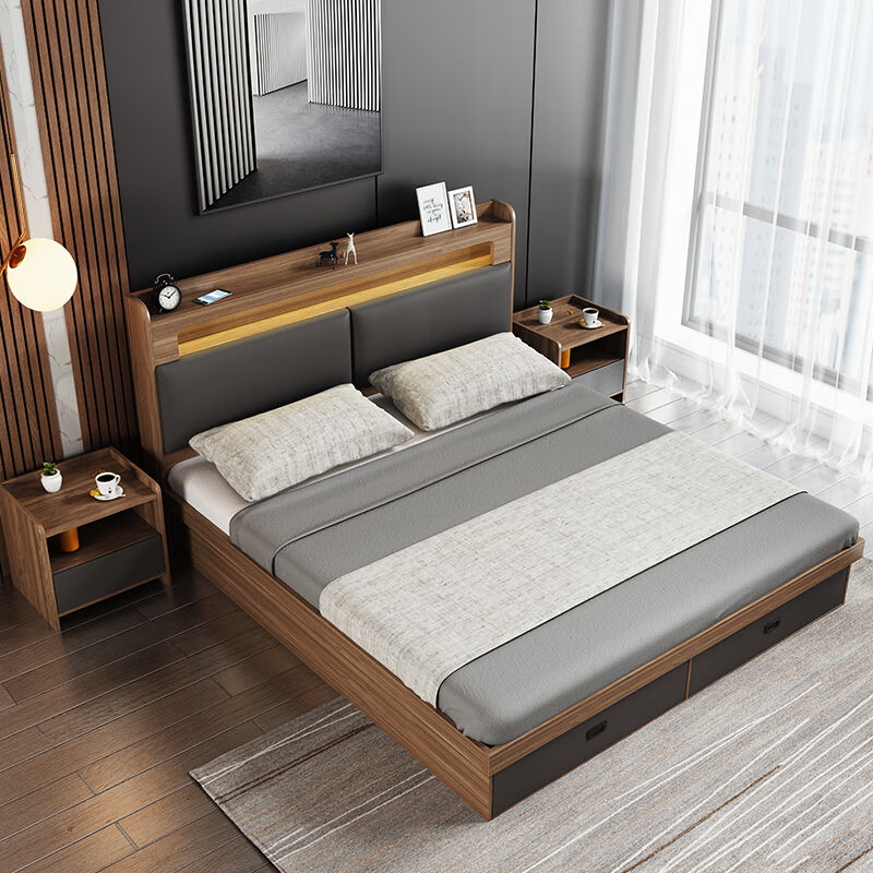 床简约小户型双人床婚床多功能大容量储物床单床1.5*2.0米