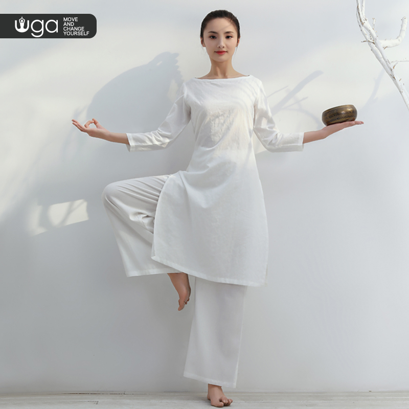 尤佳瑜伽服套装女白色纯棉宽松印度昆达里尼大师打坐冥想禅修服女