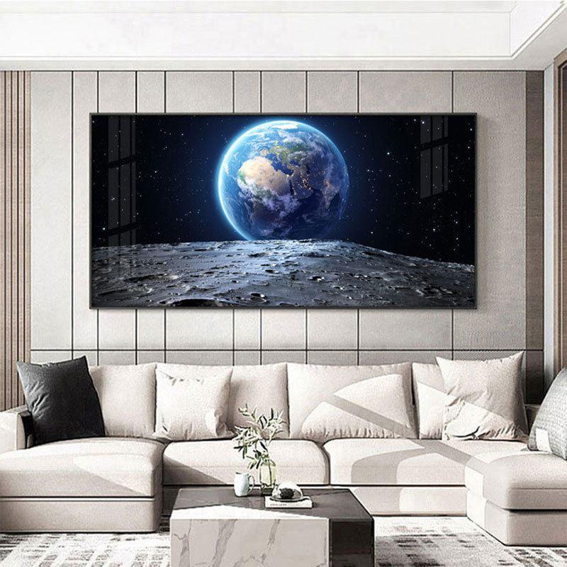 现代简约太空装饰画宇宙星球月球地球壁画儿童房间客厅背景墙挂画