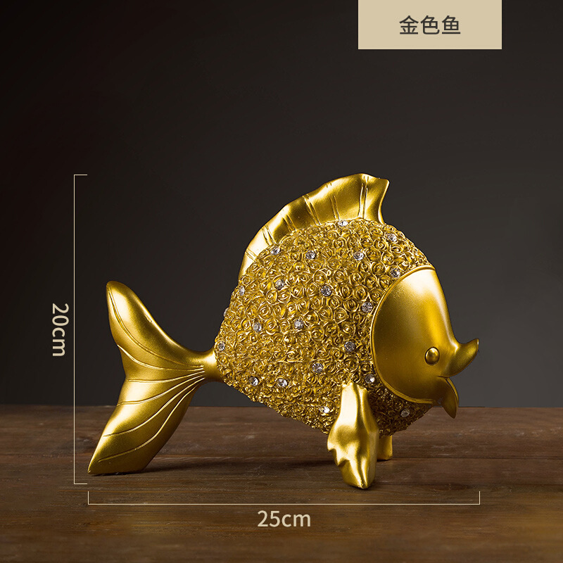 银色金鱼家居装饰摆件树脂工艺品年年有鱼开业礼物工艺品
