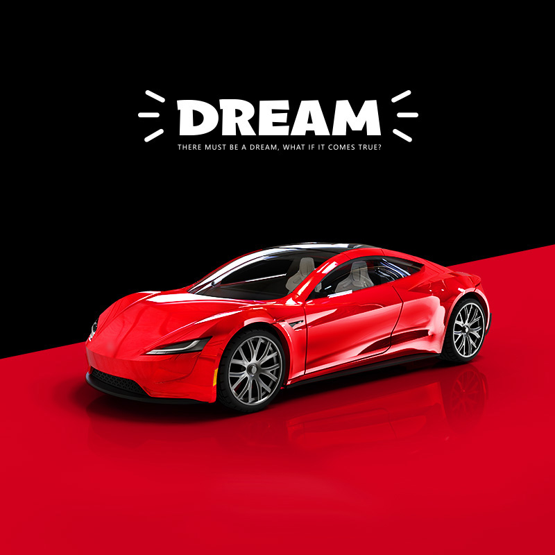 Dream1:64 特斯拉Roadster概念车TM model 3仿真警车合金汽车模型