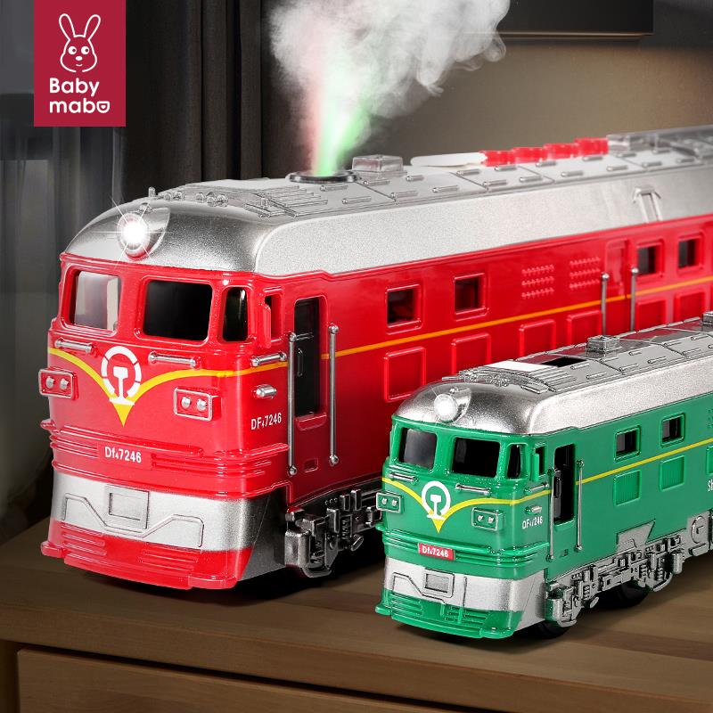 号大喷雾车儿童绿皮火车玩具模型男孩汽车复古老式蒸汽绿色小火车