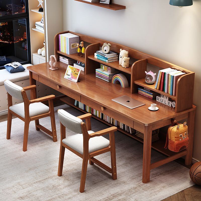 实木双人书桌客厅长条桌家用卧室儿童学习桌多人办公电脑桌写字桌