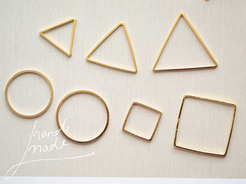 F02 铜镀真金 银色 几何图形 DIY耳饰饰品配件 三角形圆形正方