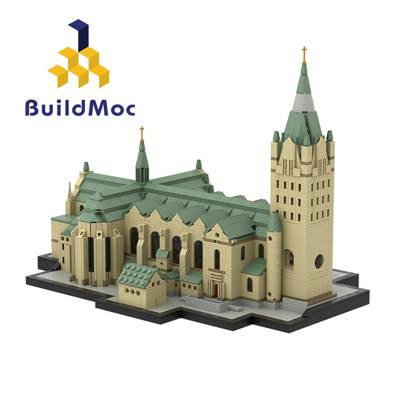 BuildMOC拼装积木玩具德国大教堂帕德伯恩主教座堂钟楼建筑模型