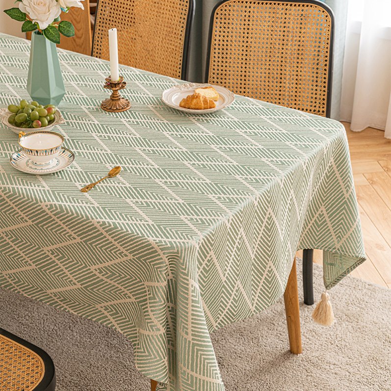 日式波浪条纹高级感餐桌布棉麻茶几布盖布餐厅装饰长方形桌布台布