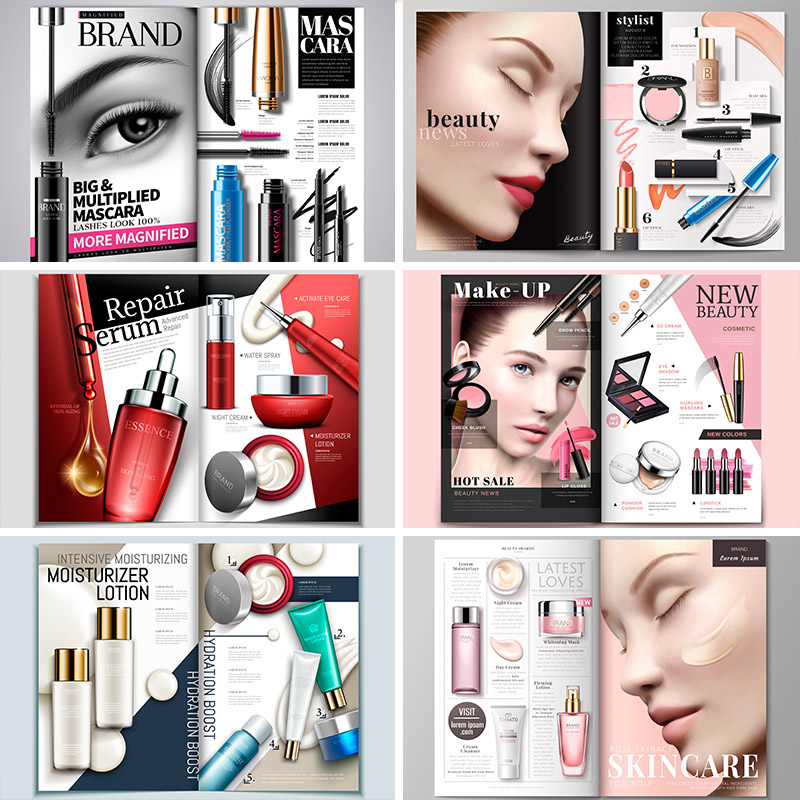 高端化妆护肤品彩妆宣传画册封面广告图AI矢量平面设计素材92502