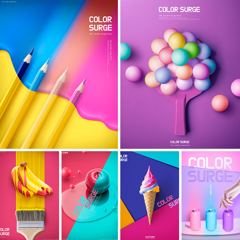 创意彩色空间油漆甜品铅笔饮料香蕉糖果海报PSD设计元素材101803