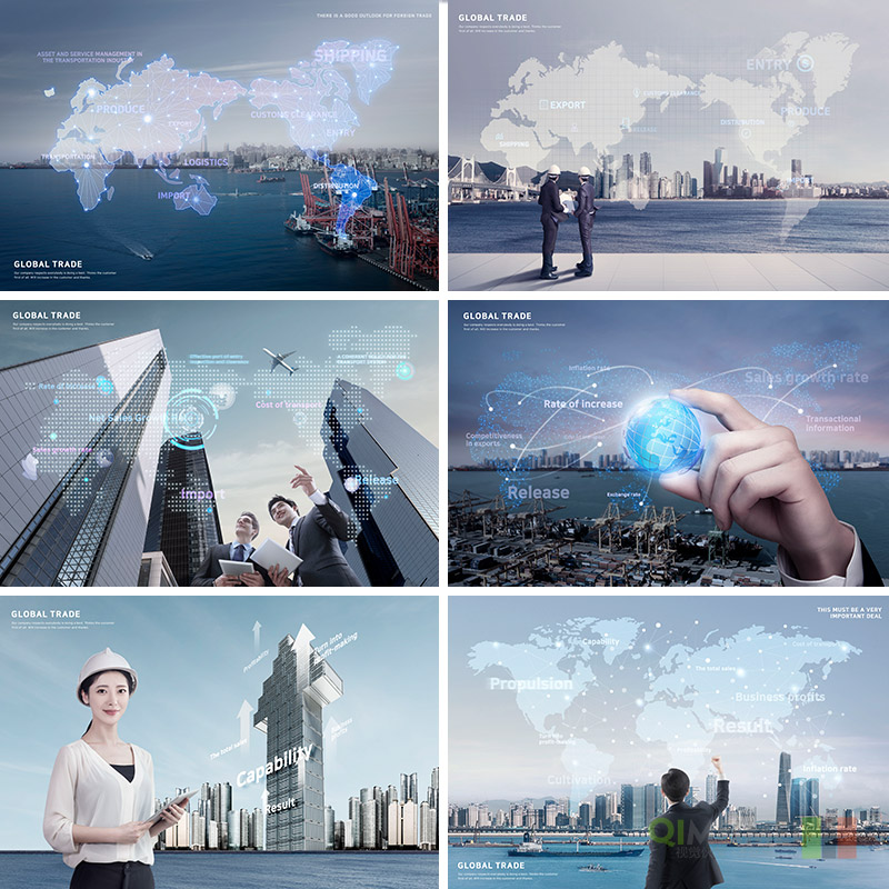 全球商务贸易合作经济发展运输科技海报背景PSD设计元素材103112