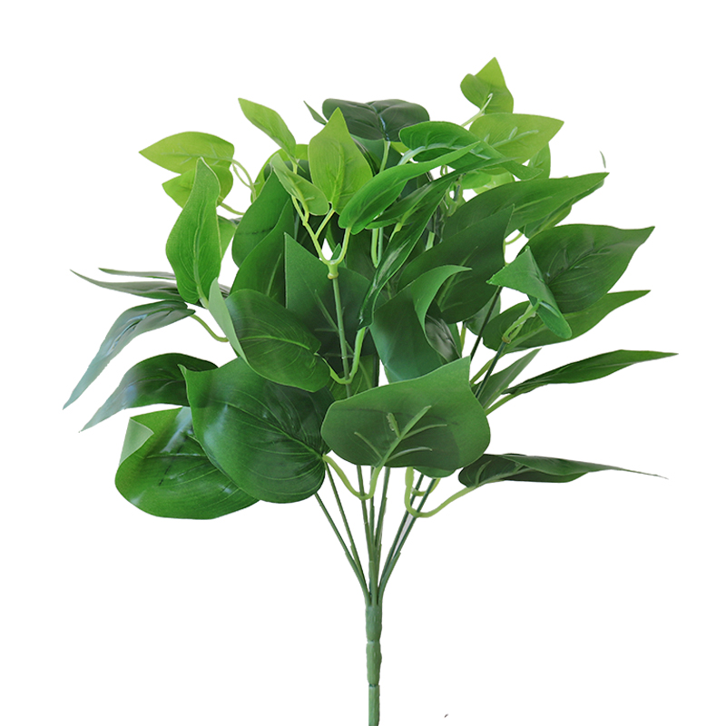 单支树叶绿萝插花假花仿真小花束塑料花把束绿色植物绿叶假草装饰