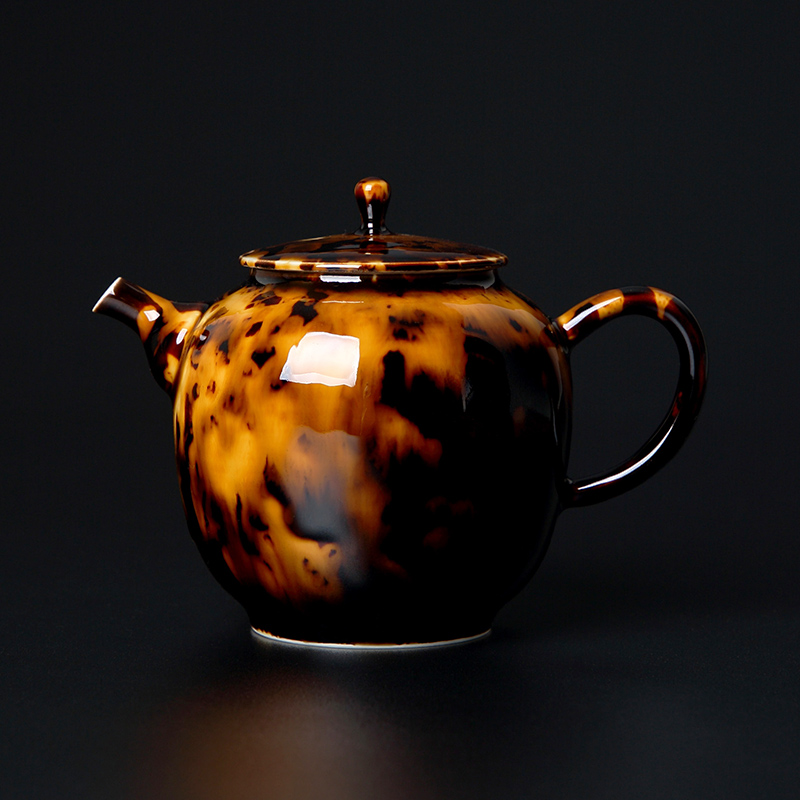 景德镇吉州窑玳瑁功夫茶具泡茶壶色釉陶瓷小茶壶单壶手工家用茶器