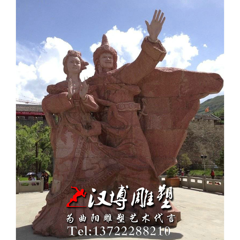 民族文化雕塑藏族名人文成公主和松赞干布人物雕塑玻璃钢铸铜雕塑