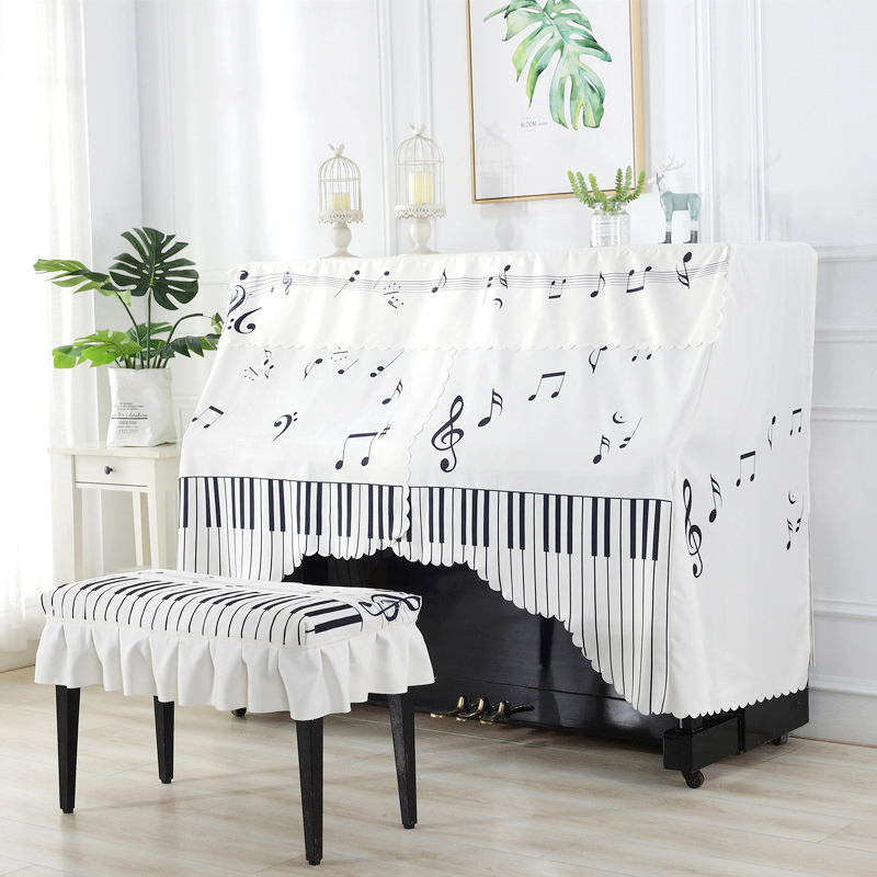 简约现代钢琴罩卡通印花钢琴全罩音符图案钢琴全包盖布中开设计